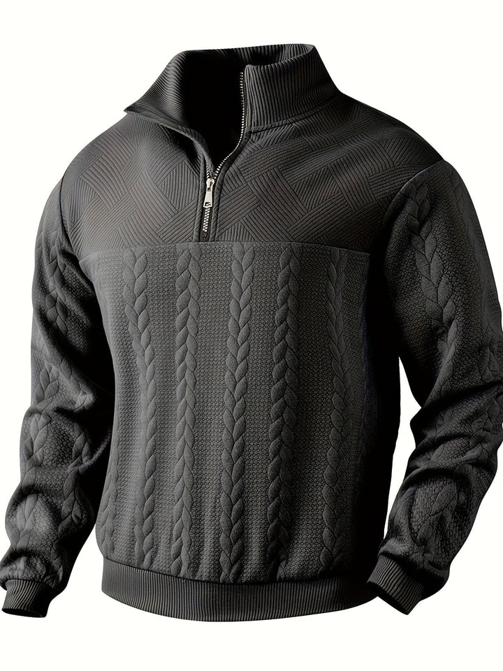 Vintage Men's Jumper with Zip - Victor-Dark gray-S-Nora Luxe