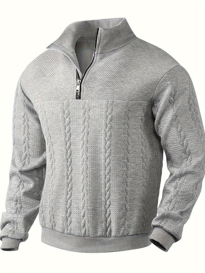 Vintage Men's Jumper with Zip - Victor-Gray-S-Nora Luxe
