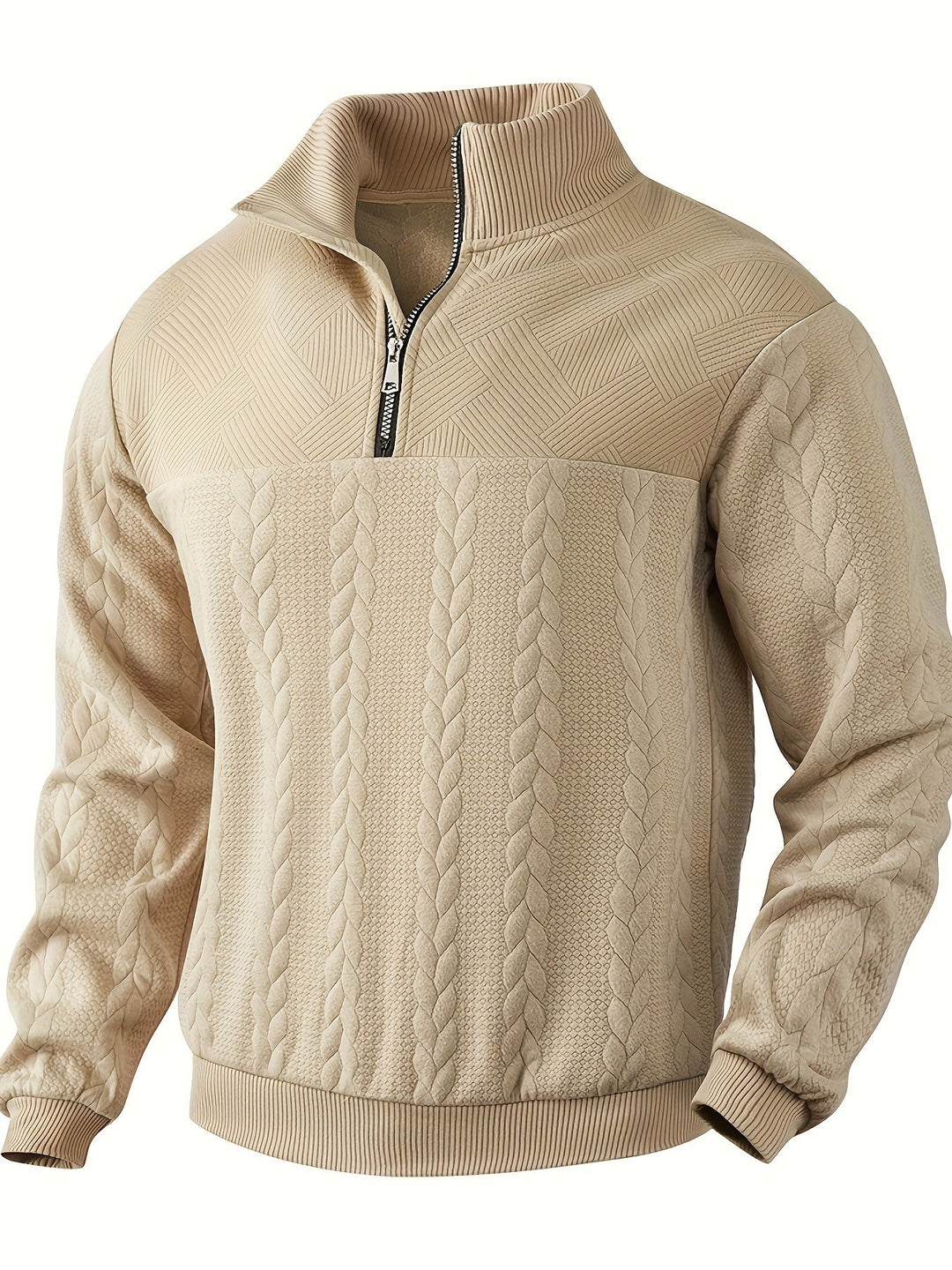 Vintage Men's Jumper with Zip - Victor-Khaki-S-Nora Luxe