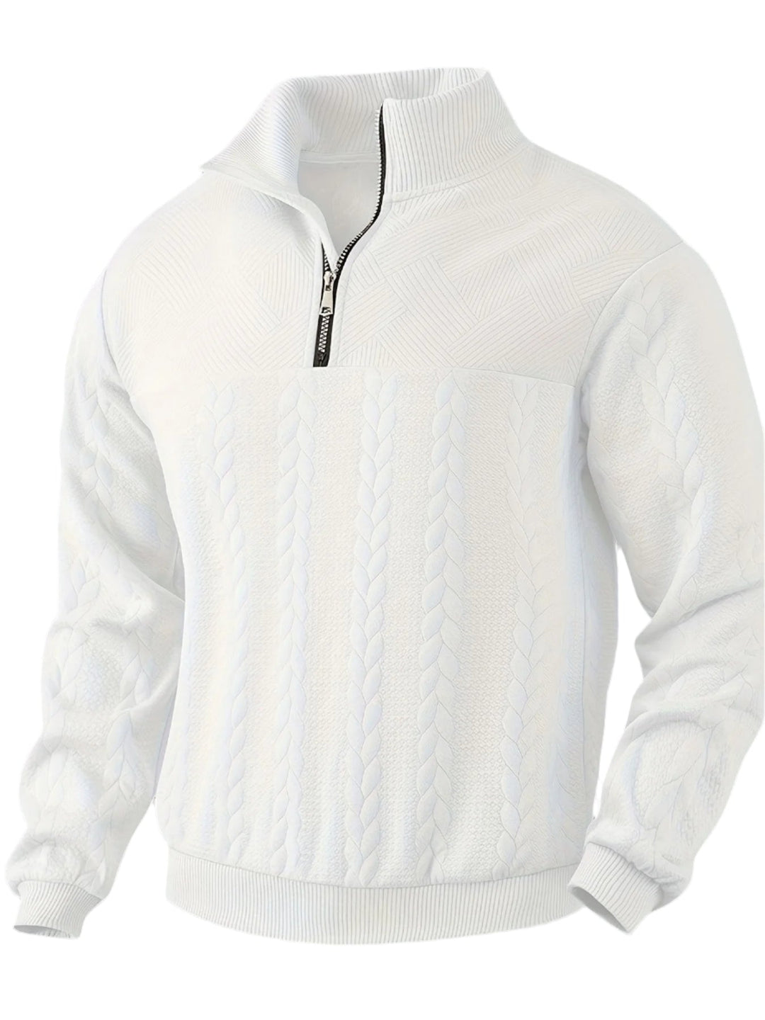 Vintage Men's Jumper with Zip - Victor-White-S-Nora Luxe