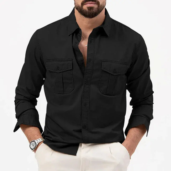 Vintage Men's Long Sleeve Shirt – Vincent-Black-S-Nora Luxe