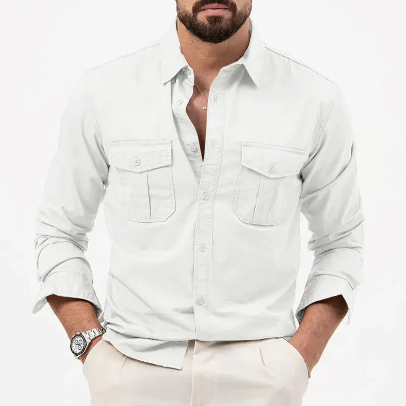 Vintage Men's Long Sleeve Shirt – Vincent-White-S-Nora Luxe