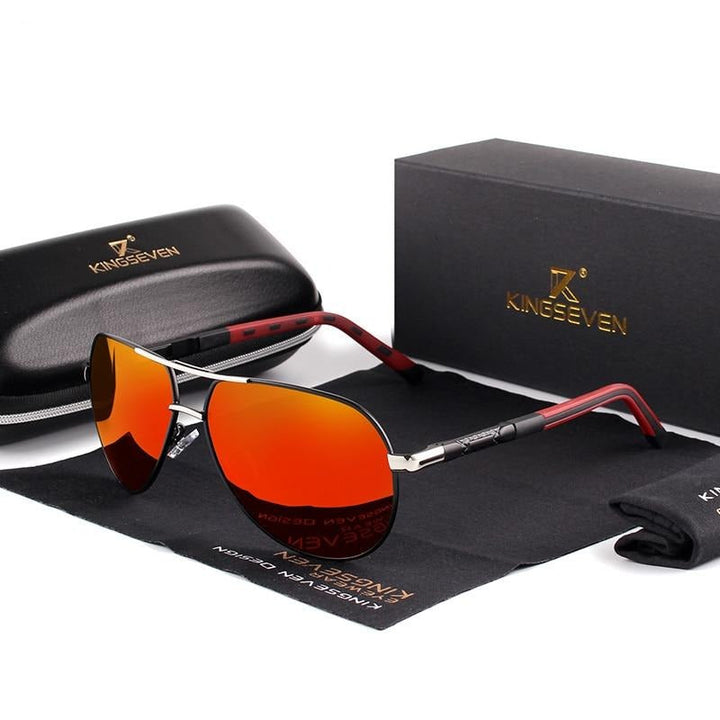 Vintage men's sunglasses – Luca-Silver Red-Nora Luxe