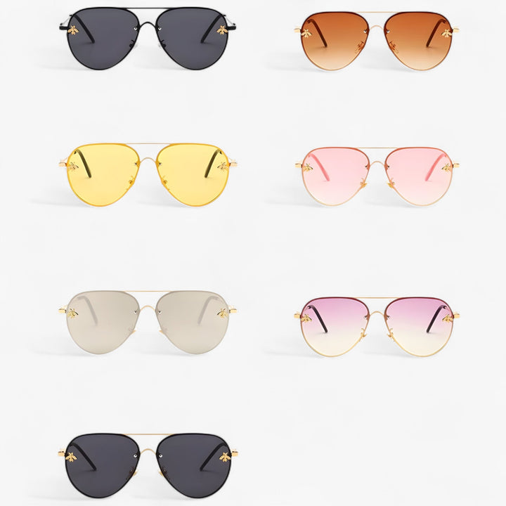 Vintage pilot sunglasses with bee detail – Halcyon-Gold Silver-Nora Luxe