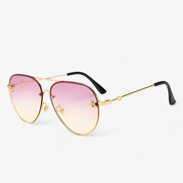 Vintage pilot sunglasses with bee detail – Halcyon-Gold Silver-Nora Luxe