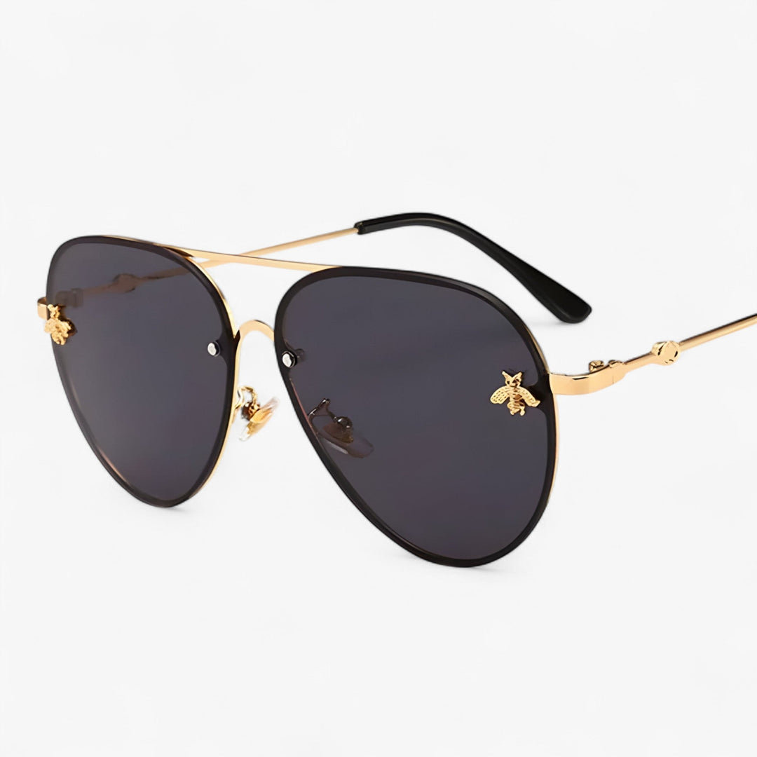 Vintage pilot sunglasses with bee detail – Halcyon-Gold Silver-Nora Luxe