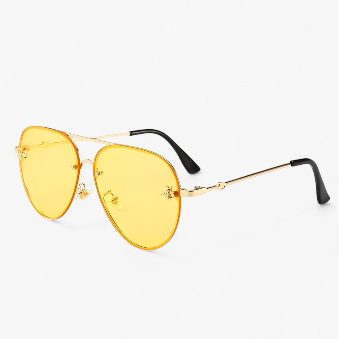 Vintage pilot sunglasses with bee detail – Halcyon-Yellow Gold-Nora Luxe
