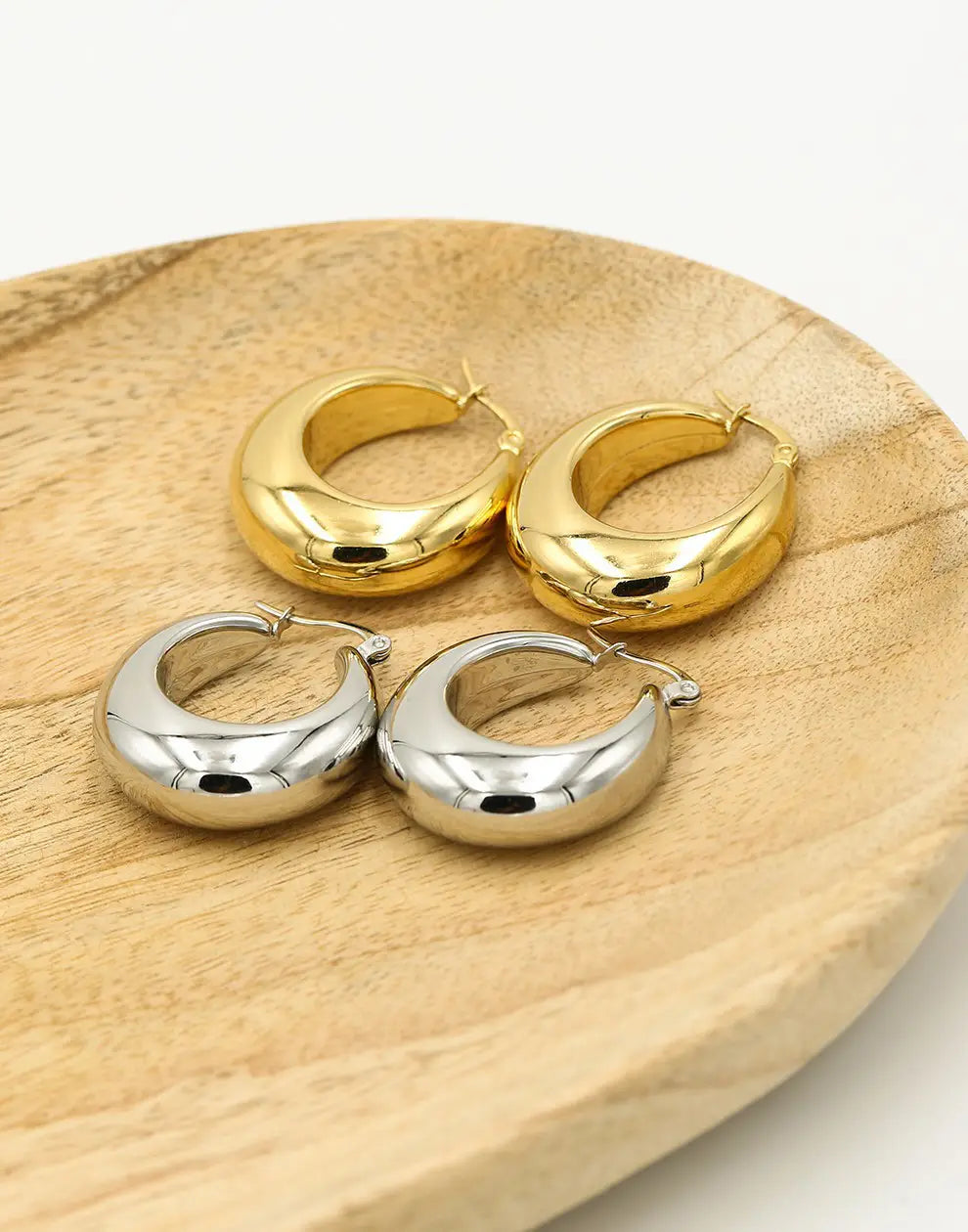 Vintage Style Hoop Earrings-Gold-plated-Nora Luxe