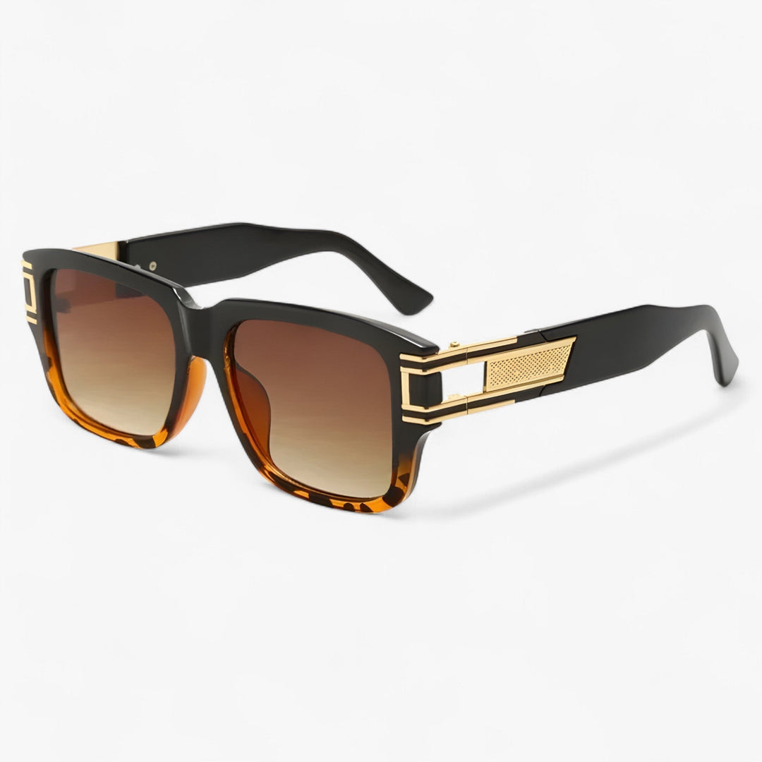 Vintage sunglasses with square frame and drop detail – Elvoir-Black Leopard-Nora Luxe