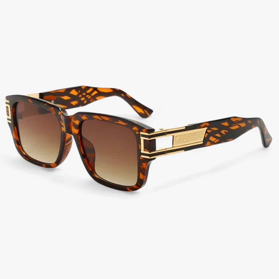 Vintage sunglasses with square frame and drop detail – Elvoir-Leopard Grey-Nora Luxe