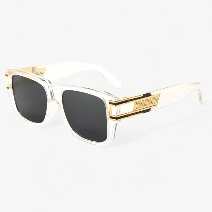 Vintage sunglasses with square frame and drop detail – Elvoir-White Grey-Nora Luxe
