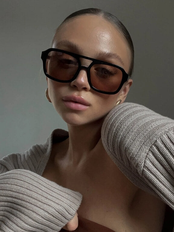 Vintage sunglasses with UV protection and retro charm – Loreen-Black/Orange-Nora Luxe