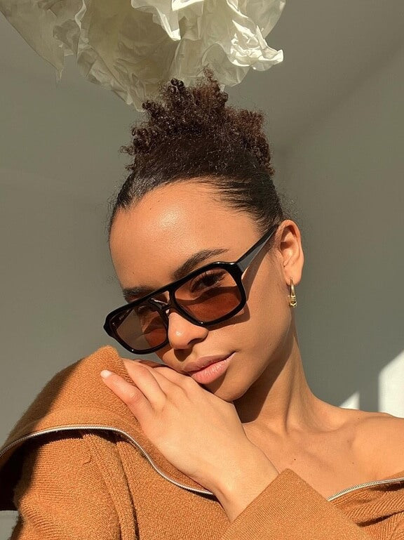 Vintage sunglasses with UV protection and retro charm – Loreen-Black/Orange-Nora Luxe
