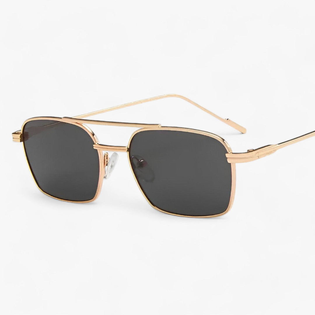 Vintage Unisex Sunglasses with Double Bridge – Aero-Gold Grey-Nora Luxe