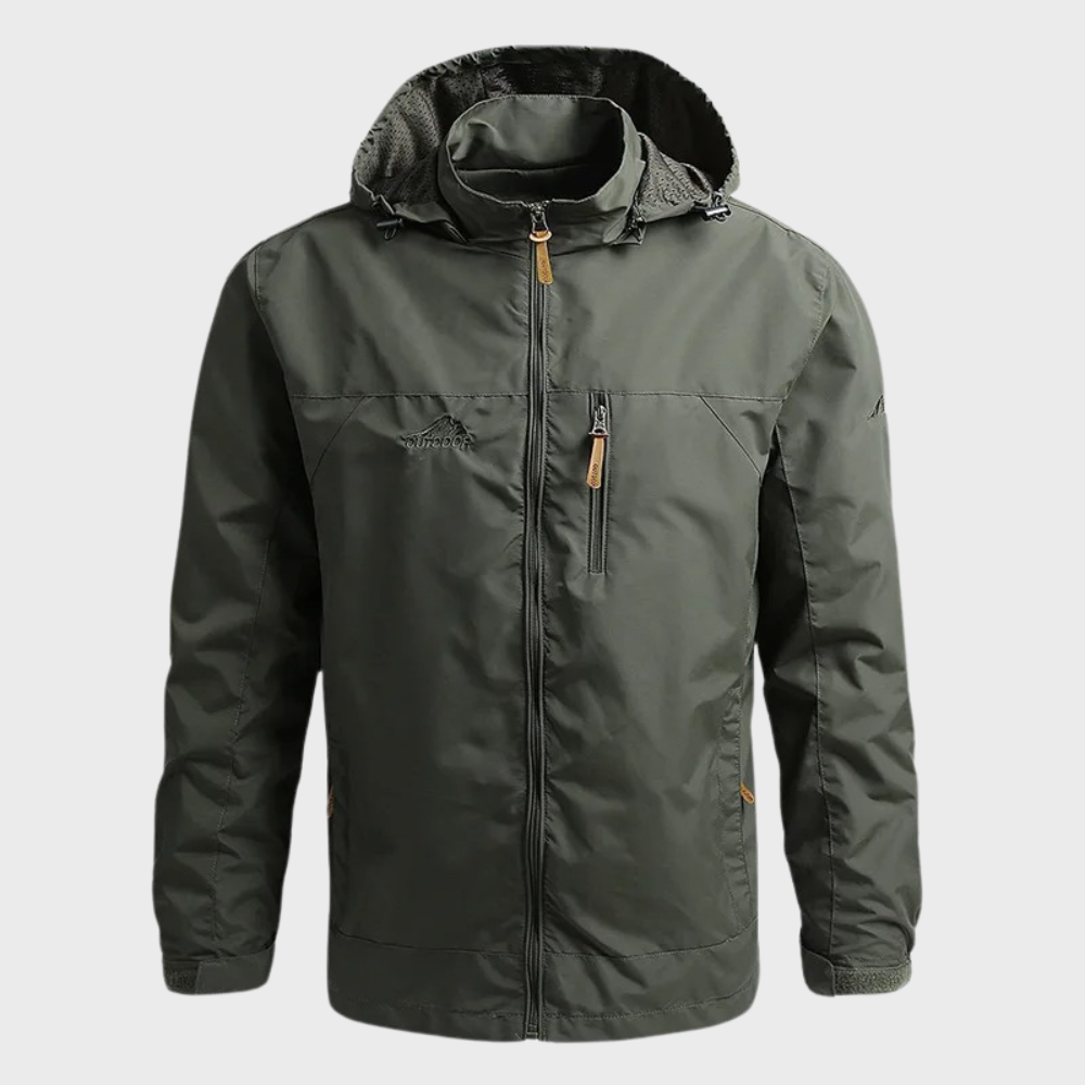 Warm and Waterproof Men's Jacket - Lars-Olive Green-M-Nora Luxe