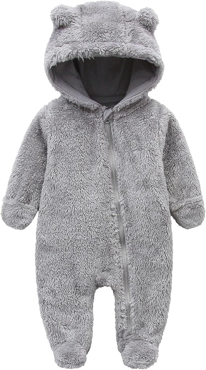 Warm Baby Romper with Hood-Foot-Gray-0-3M-Nora Luxe
