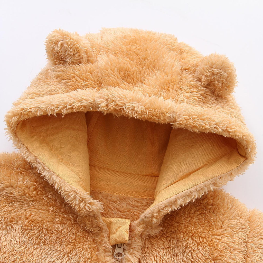 Warm Baby Romper with Hood-Footless-Beige-0-3M-Nora Luxe