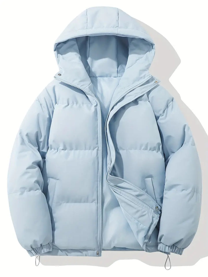 Warm Ladies Jacket with Hood - Aurelia-Light blue-M-Nora Luxe