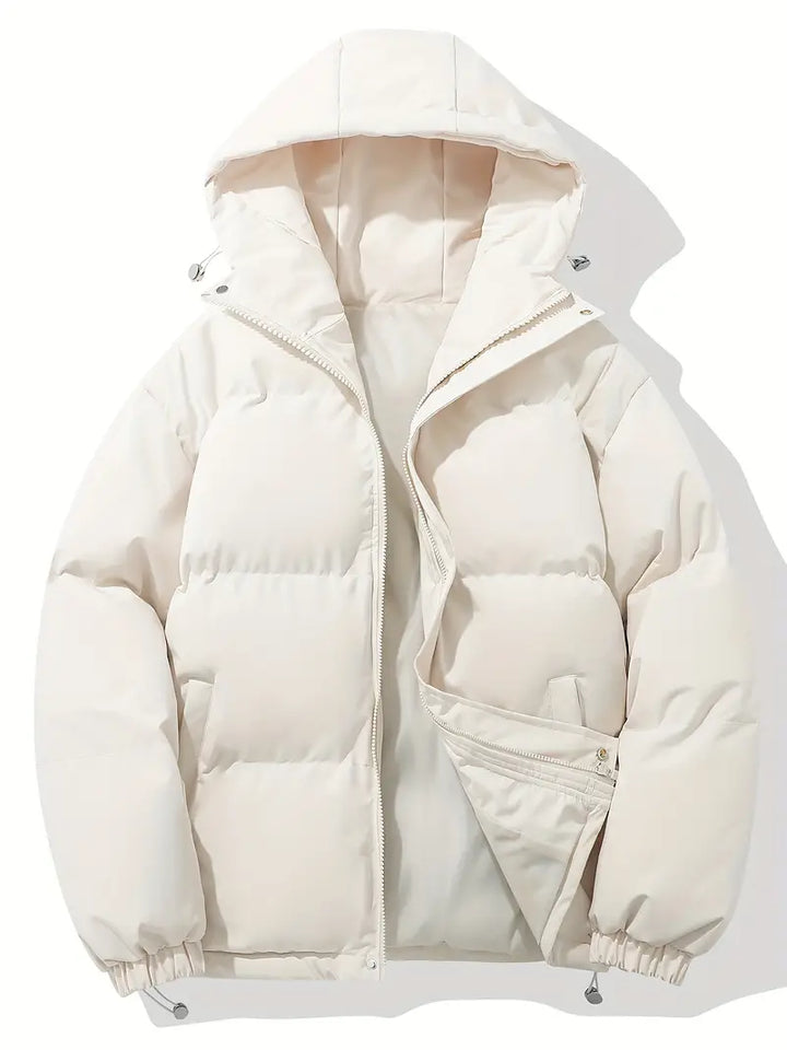 Warm Ladies Jacket with Hood - Aurelia-White-M-Nora Luxe