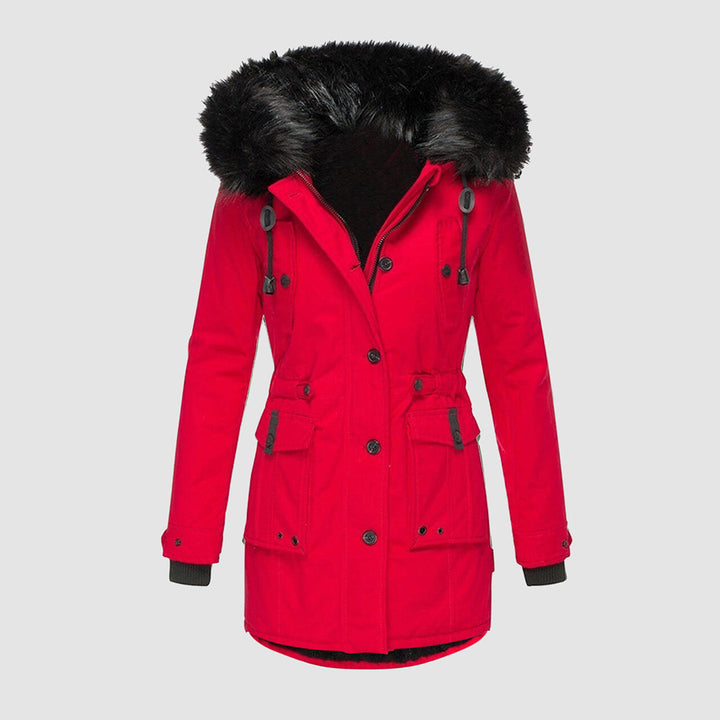 Warm Ladies Winter Coat - Valeria-Red-S-Nora Luxe