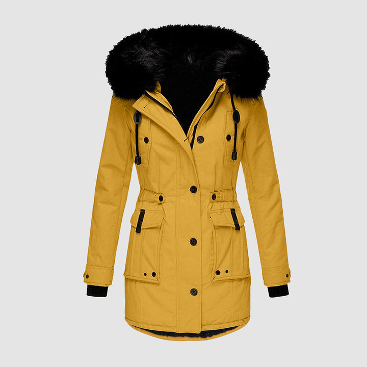 Warm Ladies Winter Coat - Valeria-Yellow-S-Nora Luxe