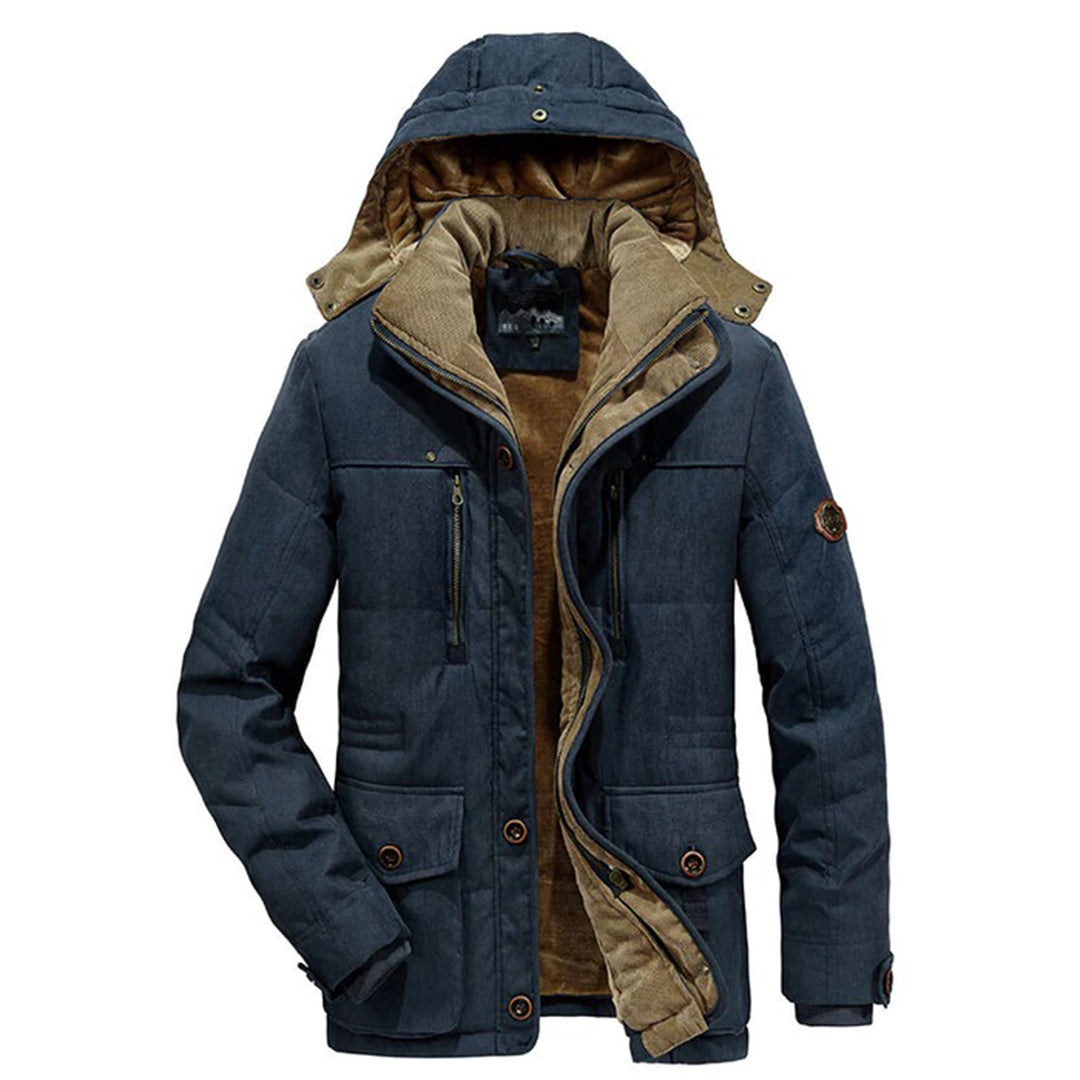 Warm Men's Winter Coat with Fleece - Everest-Dark Blue-M-Nora Luxe