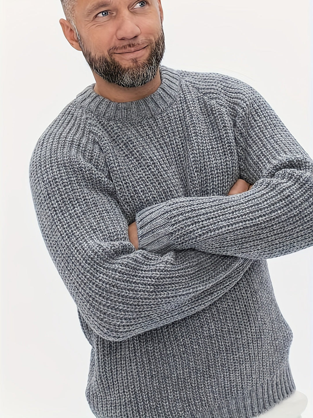 Warm Plain Knitted Sweater for Men - Elliot-Gray-XS-Nora Luxe