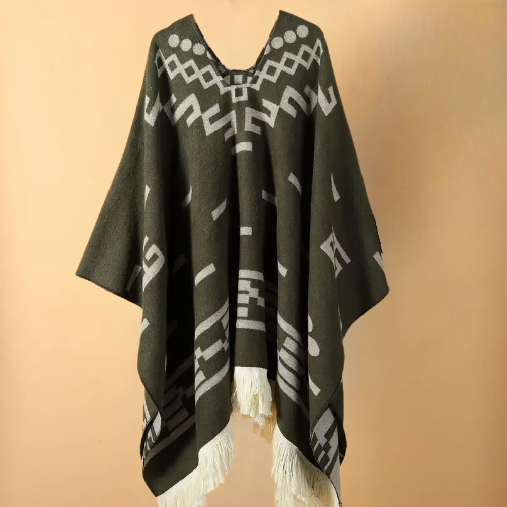 Warm Poncho for Men - Kael-Green-Nora Luxe