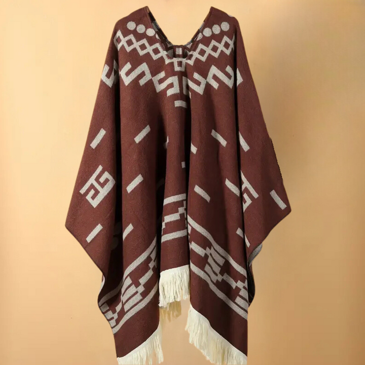 Warm Poncho for Men - Kael-Red-Nora Luxe