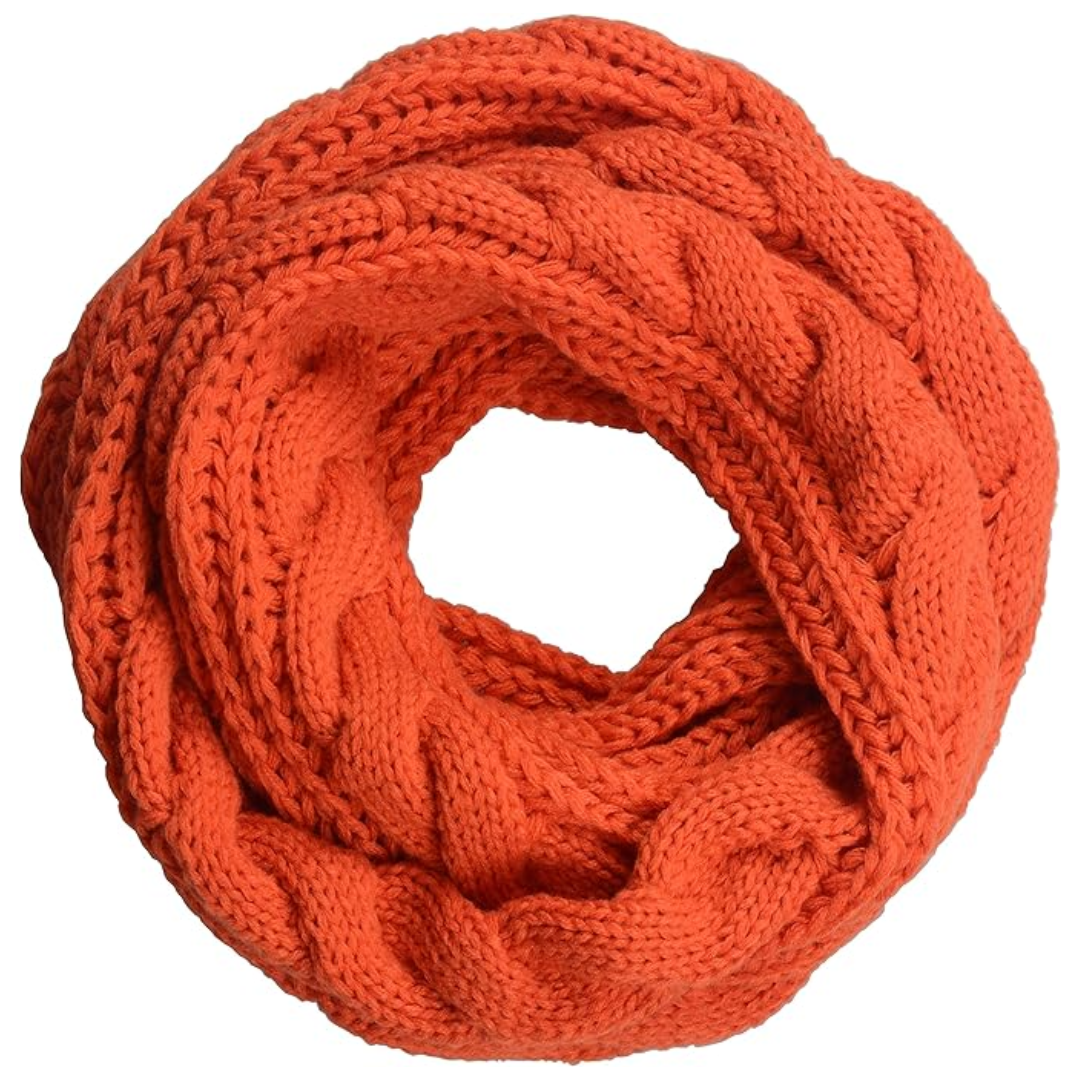 Warm Ribbed Knitted Winter Scarf - Davina-Orange-Nora Luxe