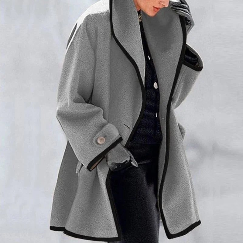 Warm Winter Wool Ladies Trench Coat - Emma-Gray-S-Nora Luxe