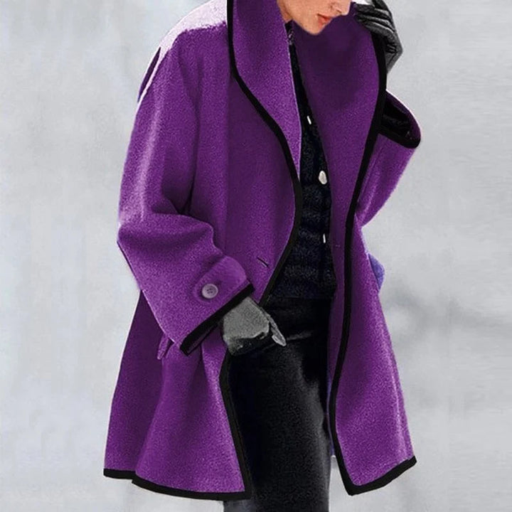 Warm Winter Wool Ladies Trench Coat - Emma-Purple-S-Nora Luxe