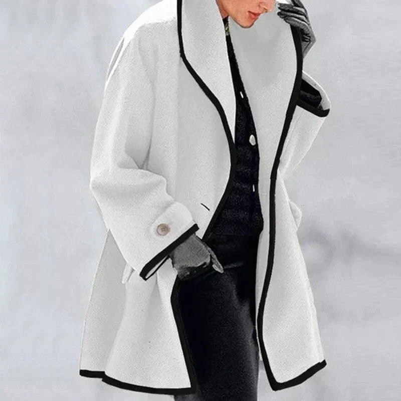 Warm Winter Wool Ladies Trench Coat - Emma-White-S-Nora Luxe