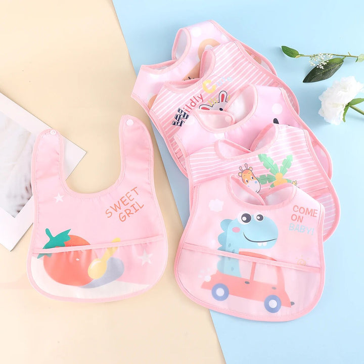 Waterproof Baby Bibs – Adjustable 5 Pieces-Blue - Random 5 pieces-Nora Luxe