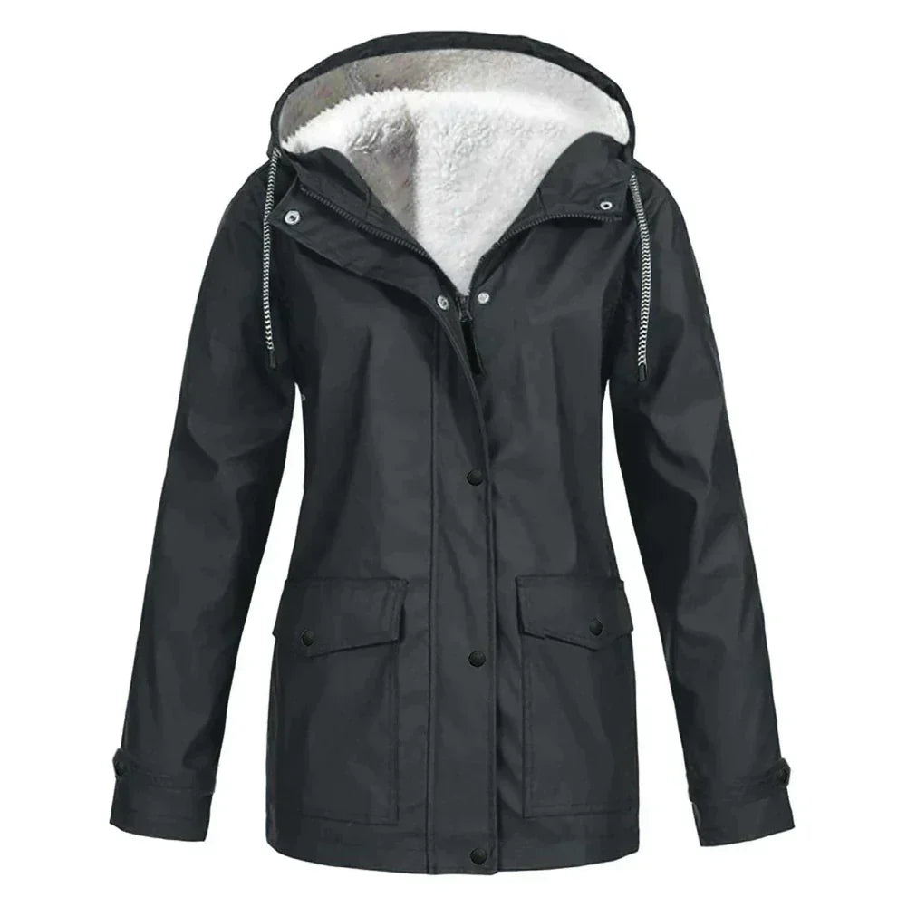 Waterproof Ladies Rain Jacket - Skye-Black-S-Nora Luxe