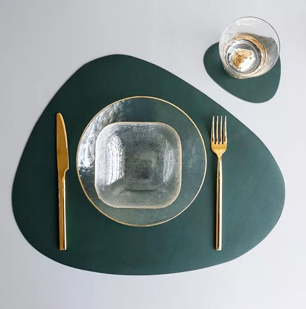 Waterproof Leather Placemat Set - Tablevo-Green-The Livary