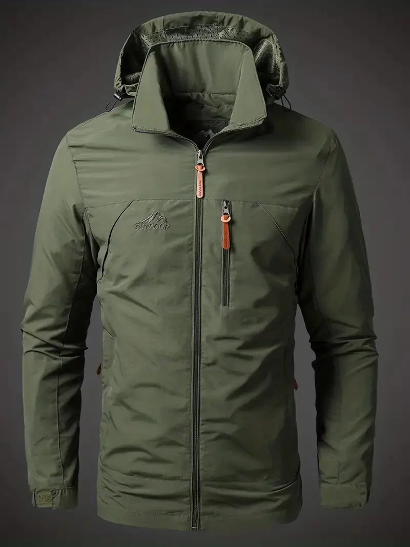 Waterproof Men's Varsity Jacket - StormGuard-Olive Green-M-Nora Luxe