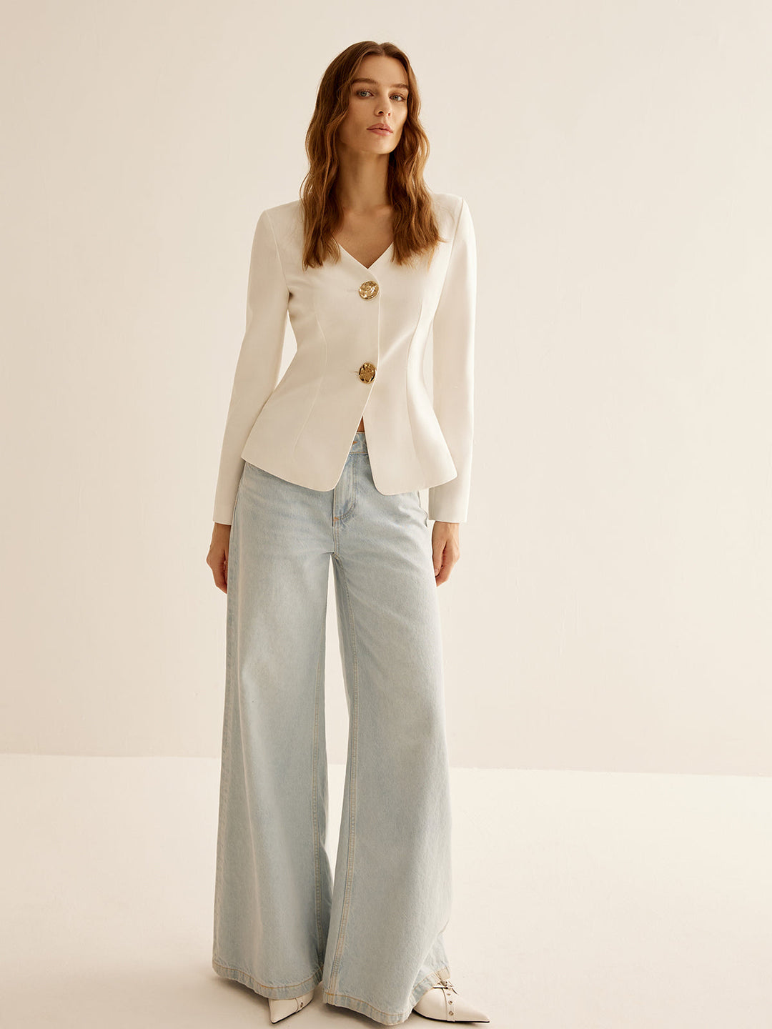 White Slim Fit Ladies Blazer - Clara-XS-Nora Luxe