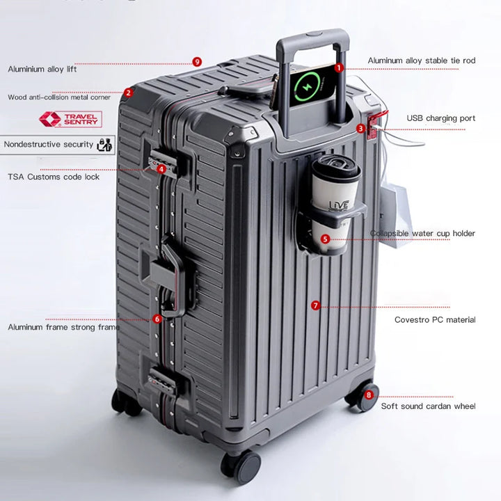 Wider grip hard shell suitcase – Lisbon-Gray-S (45 L)-Nora Luxe