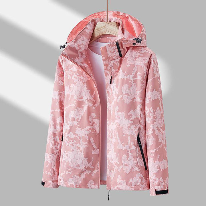 Windproof Ladies Jacket with Hood - Ayla-Pink-M-Nora Luxe