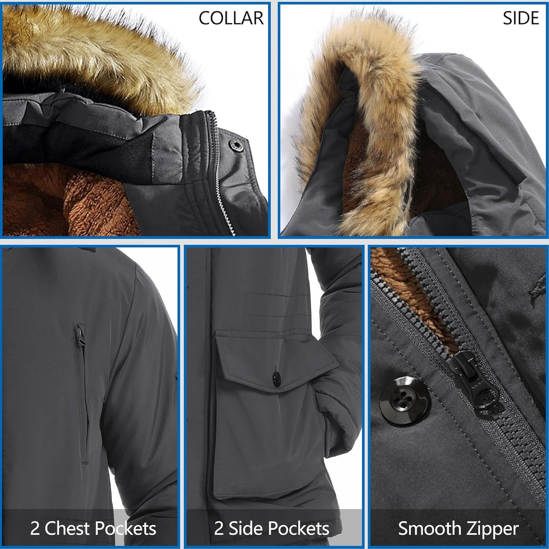 Winter coat with removable hood for men - Gabriel-Black-S-Nora Luxe
