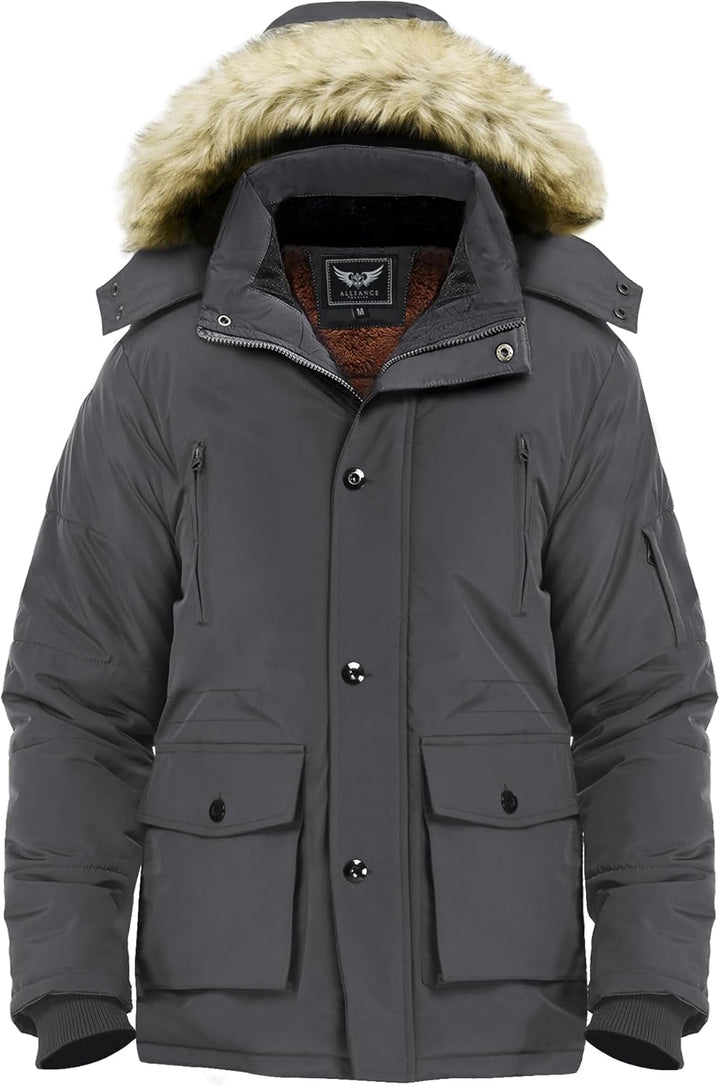 Winter coat with removable hood for men - Gabriel-Black-S-Nora Luxe