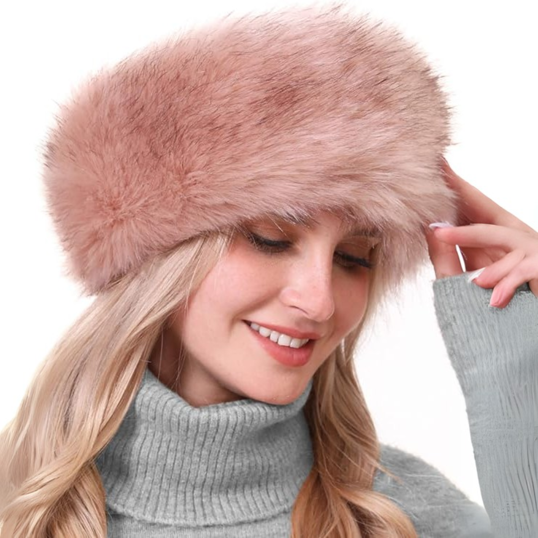 Winter Headband made of Imitation Fur – Olga-Pink-Nora Luxe