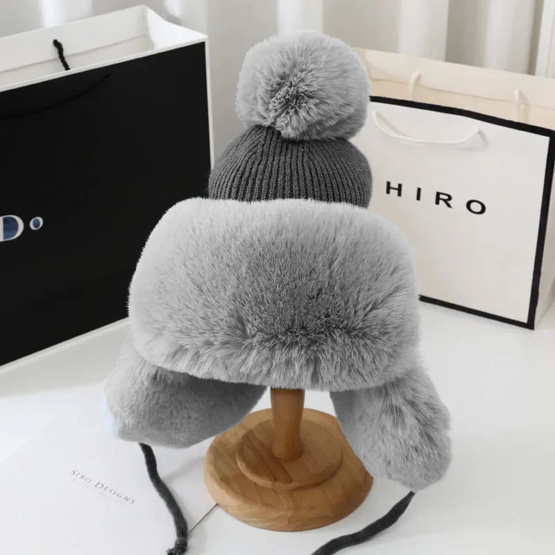 Winter Shield Earflap Ski Hat for Women - Tressa-Gray-Nora Luxe