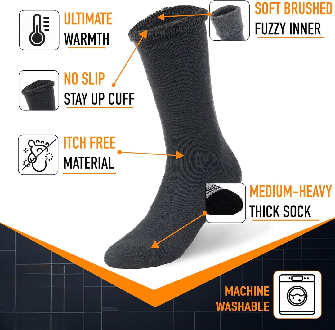 Winter Thermal Boot Socks - HeatGrip-6 pairs of mixed colours-Nora Luxe