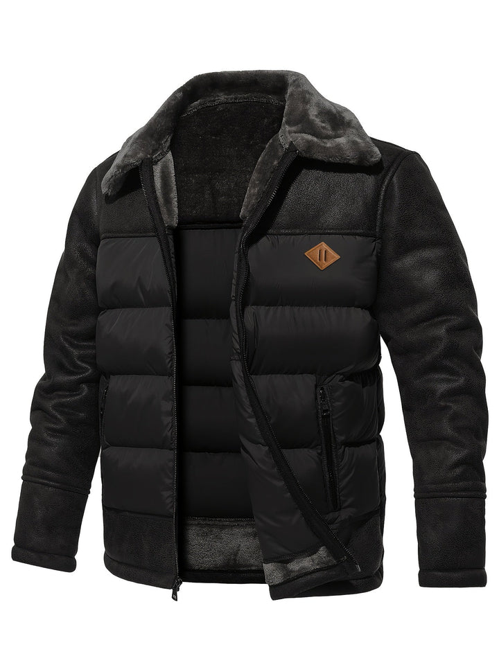 Winter Warm Fleece Jacket for Men - Jasper-Black-S-Nora Luxe