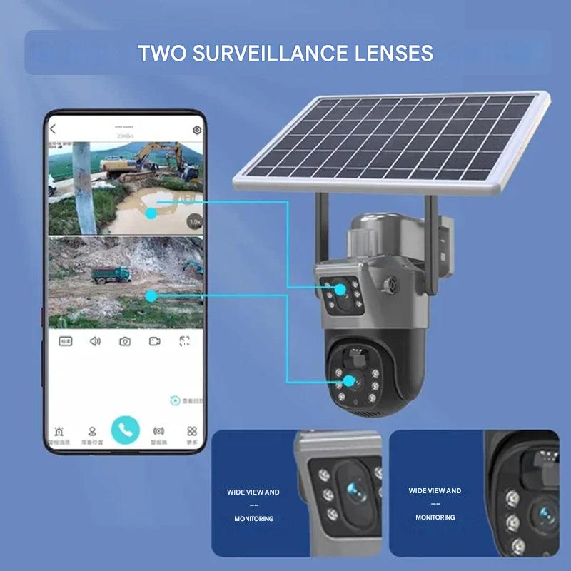 Phone showing two live views from the camera's two lenses, with close-ups of each lens below 13