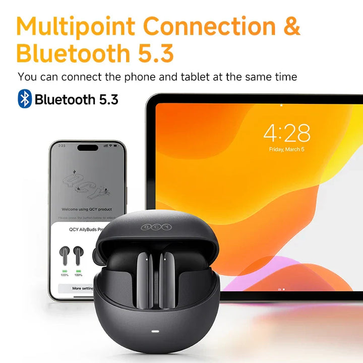 Wireless ANC Earbuds with Adaptive Audio, LDAC & 28h Playback Time-White-State of Style