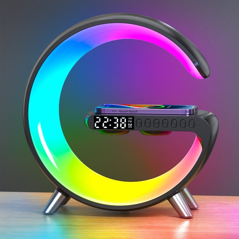 Wireless Charging Station with Speaker - ChargeGlow-Black-Nora Luxe