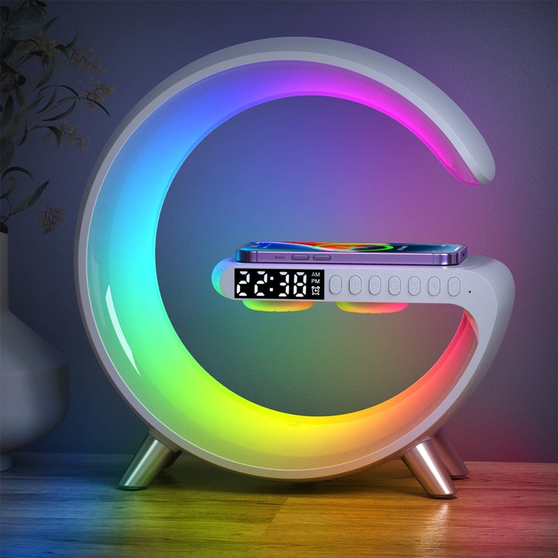 Wireless Charging Station with Speaker - ChargeGlow-White-Nora Luxe